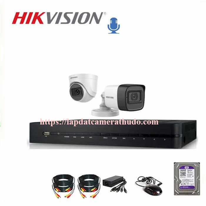 Bộ 2 mắt camera hikvision 2mp có âm thanh